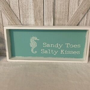 Distressed Sandy Toes Salty Kisses Hanging Sign